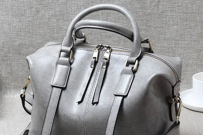 Retro Handheld Cowhide Leather Women's Boston Bag