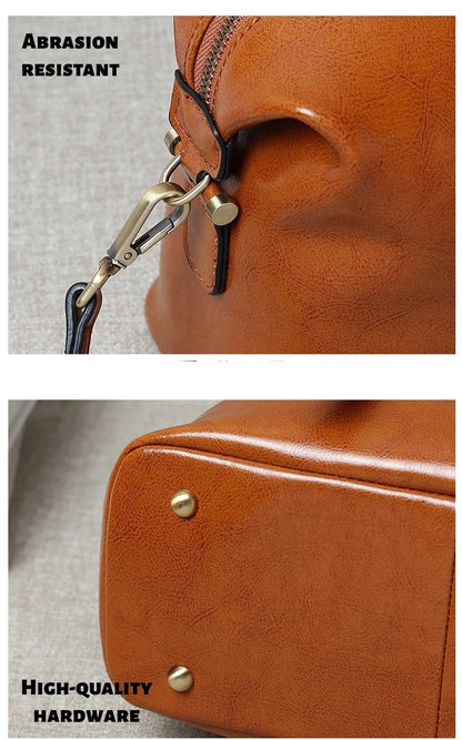 Retro Handheld Cowhide Leather Women's Boston Bag